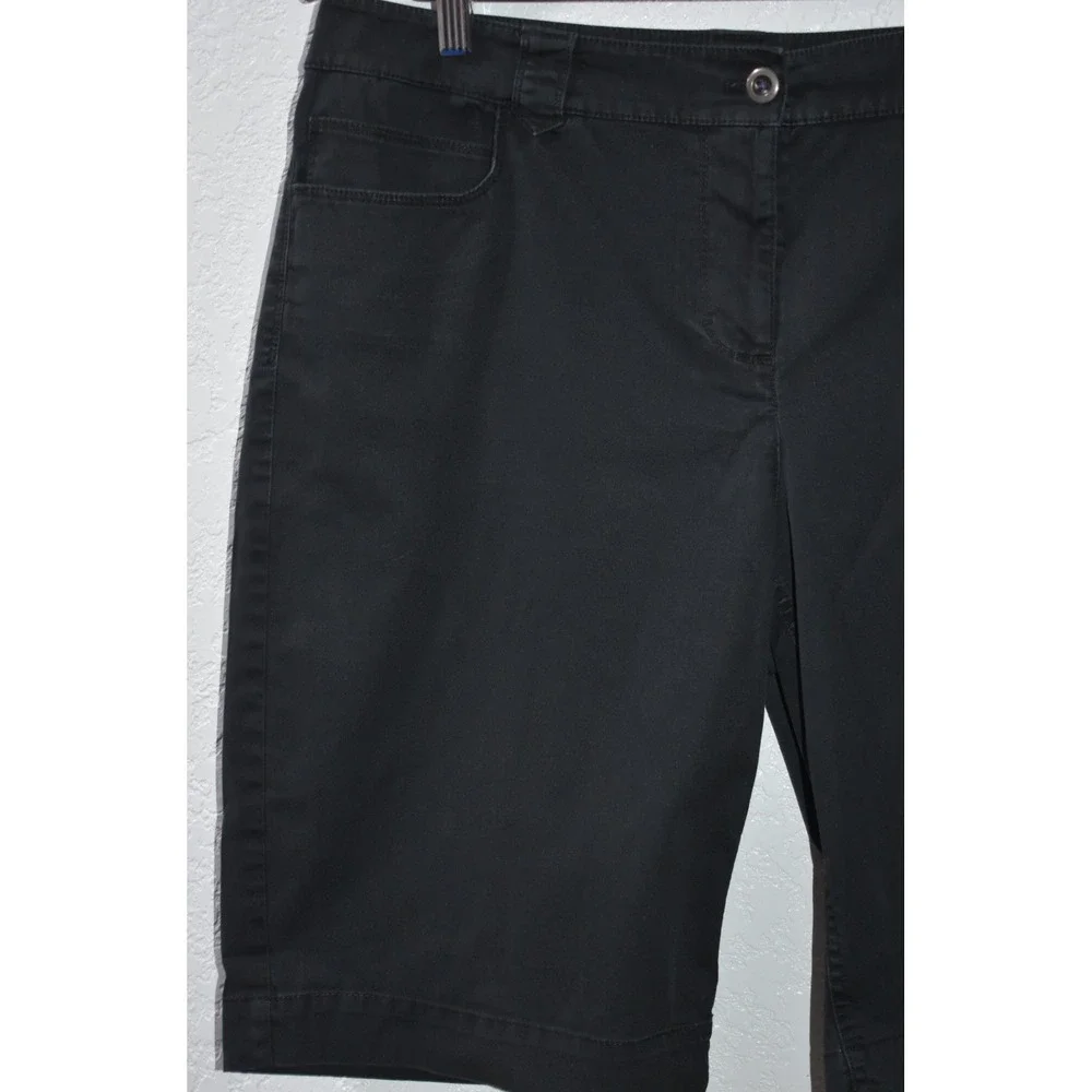 Chicos Black Bermuda Shorts Womens Size‎ 2 Short Cotton Stretch 5 Pocket Twill